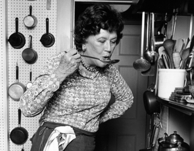 Julia Child in her kitchen